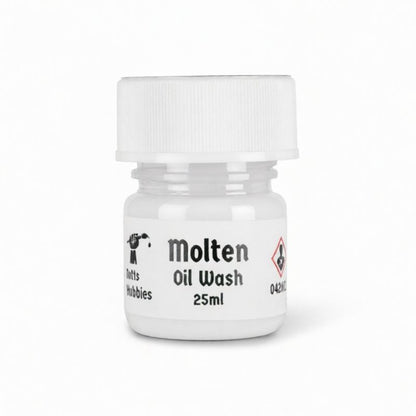 Bottle of white Oil Wash with a white label on a white background