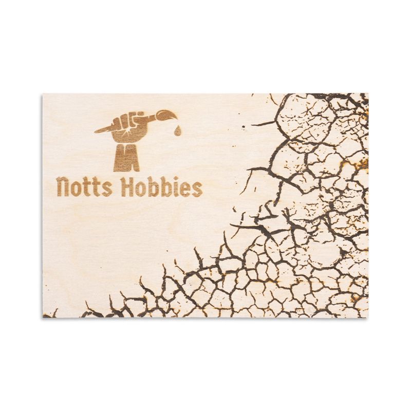 texture palette with 'Notts Hobbies' logo and cracked pattern on a white background